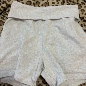 Brandy Melville Light Gray Fold-Over Waist Bike Shorts